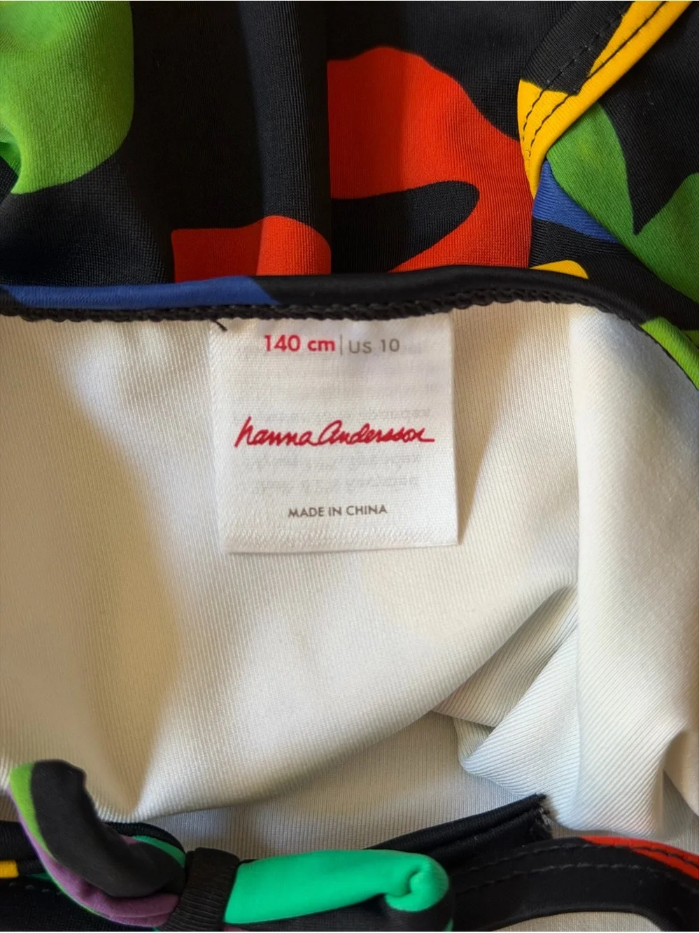 Hanna Andersson Black One-Piece Swimsuit with Bright Abstract Print Girls Size10
